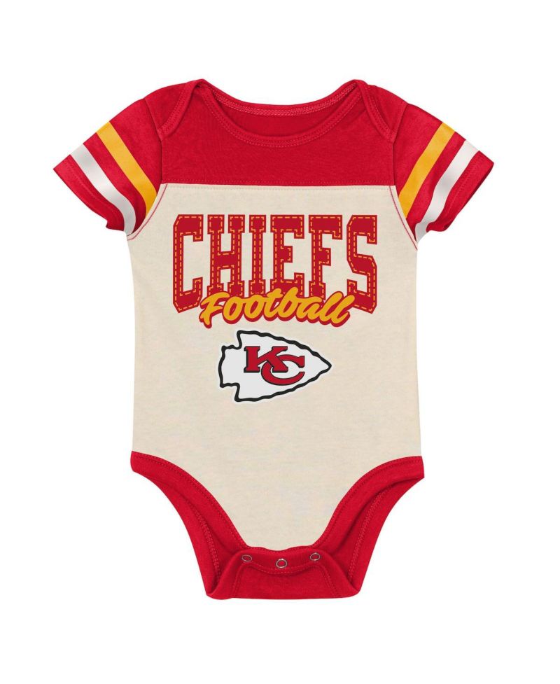 Boys and Girls 3 Piece Kansas City Chiefs Up One Bodysuit and Bib Booties Set