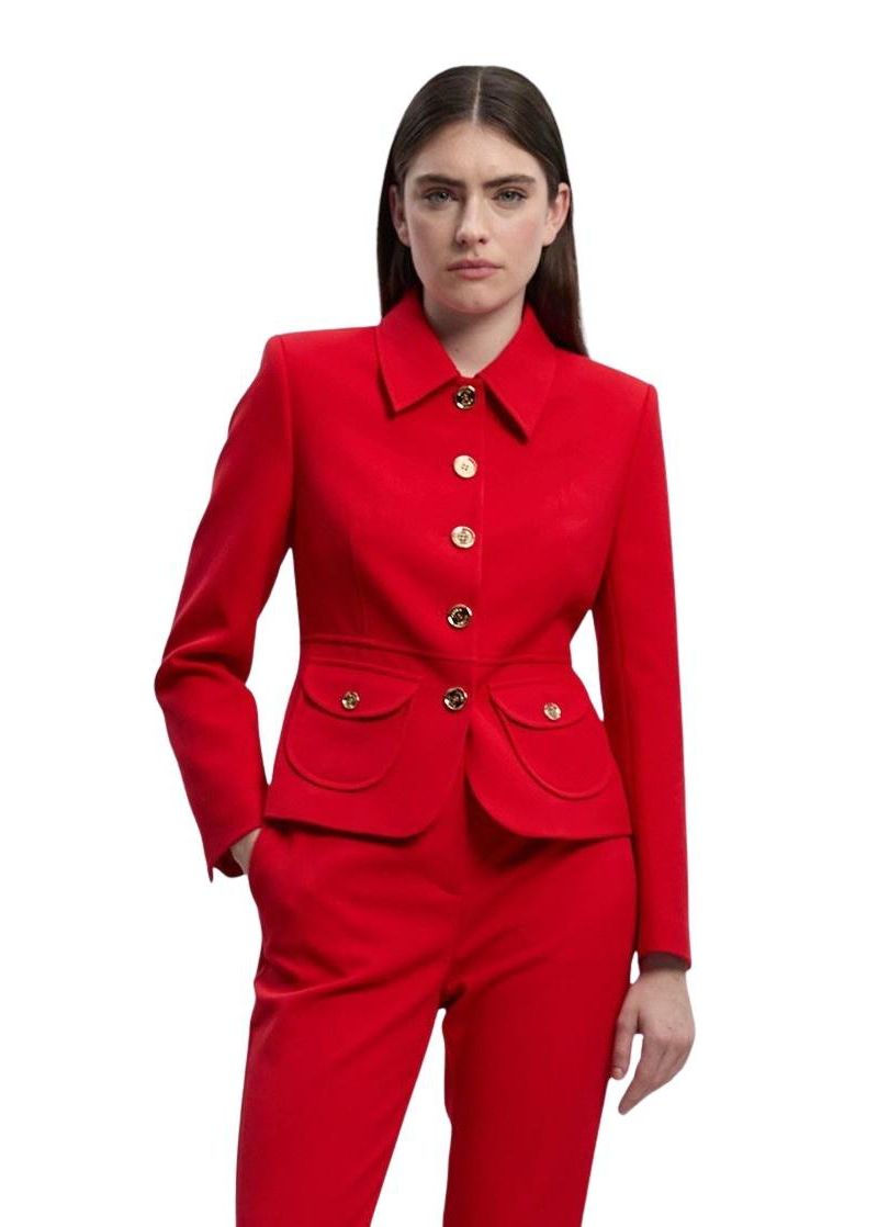 Women's Textured Compact Stretch Tailored Blazer