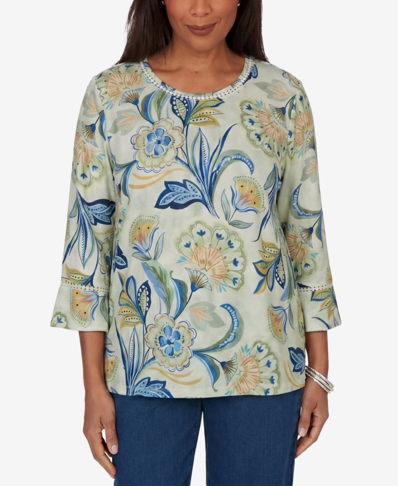 Women's Bold Meadow Floral Knit Top