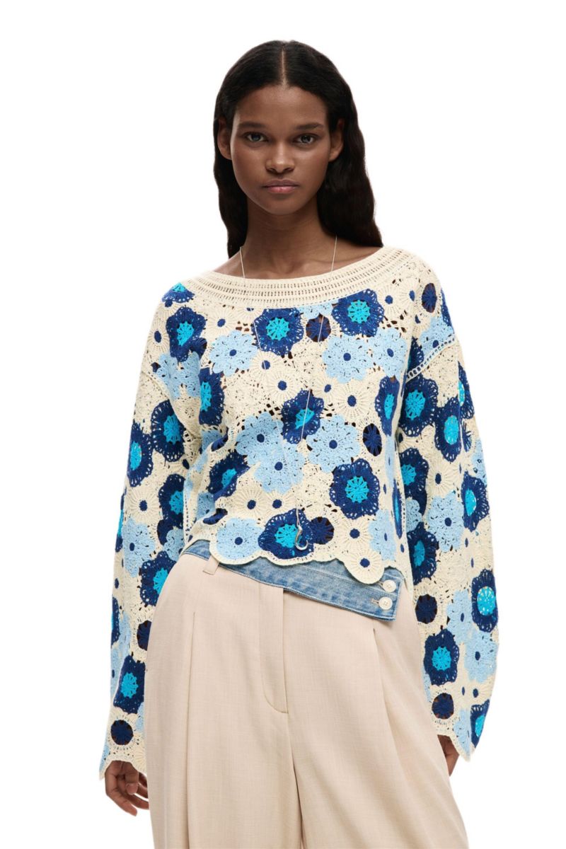 Women's Crochet with flowers sweater