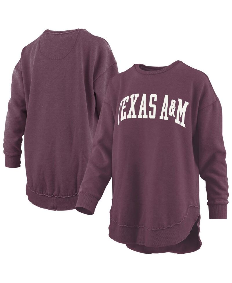 Women's Maroon Texas A&M Aggies M&eacute;lange Poncho Vintage Fleece Long Sleeve Pullover Sweatshirt