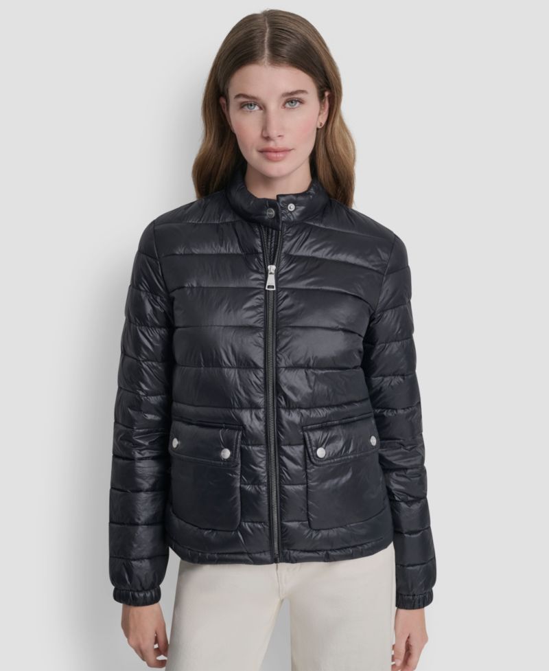 Women's Packable Moto Collar Short Coat