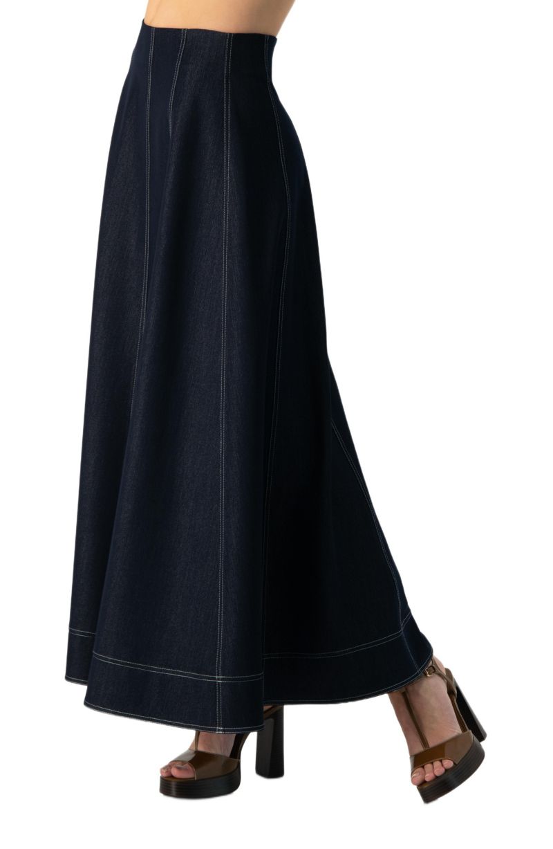 Women's Wide Denim Midi Skirt