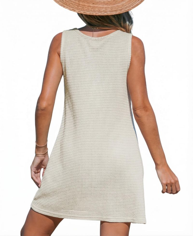 Women's Waffle Knit Hem Twist Cover-Up