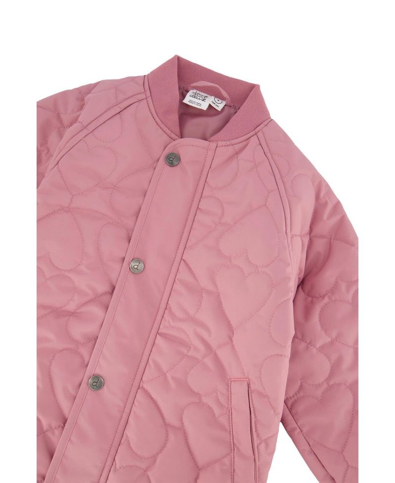 Little and Big Girl 6-14 Quilted Raglan Sleeve Jacket Mauve