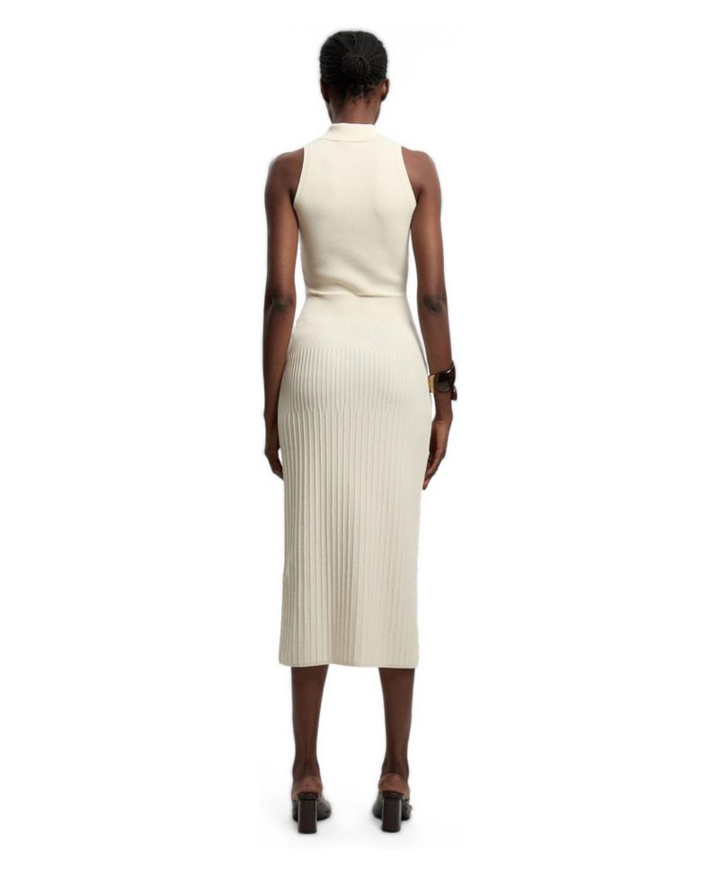 Women's Rib Knit Collard Midi Dress