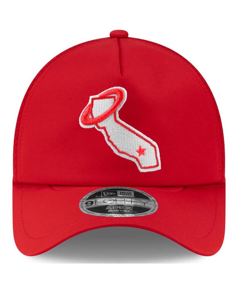 Men's Red Los Angeles Angels 2026 Batting Practice Alternate Apex 9FORTY Adjustable Hat
