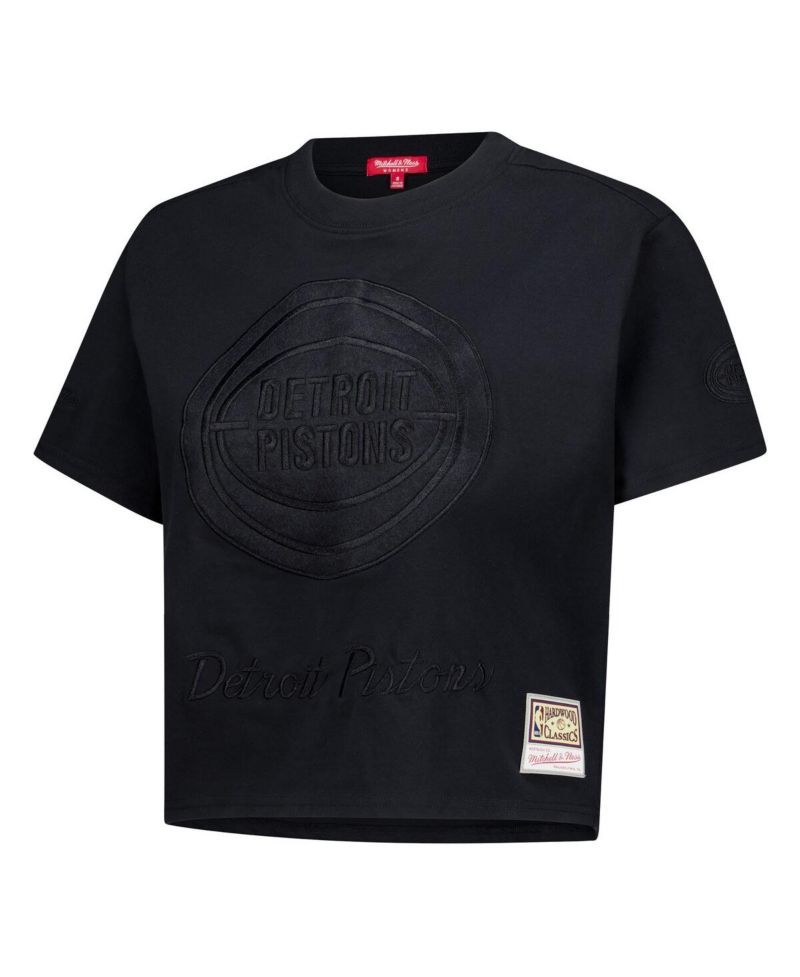 Women's Black Detroit Pistons Phantom Cropped T-Shirt