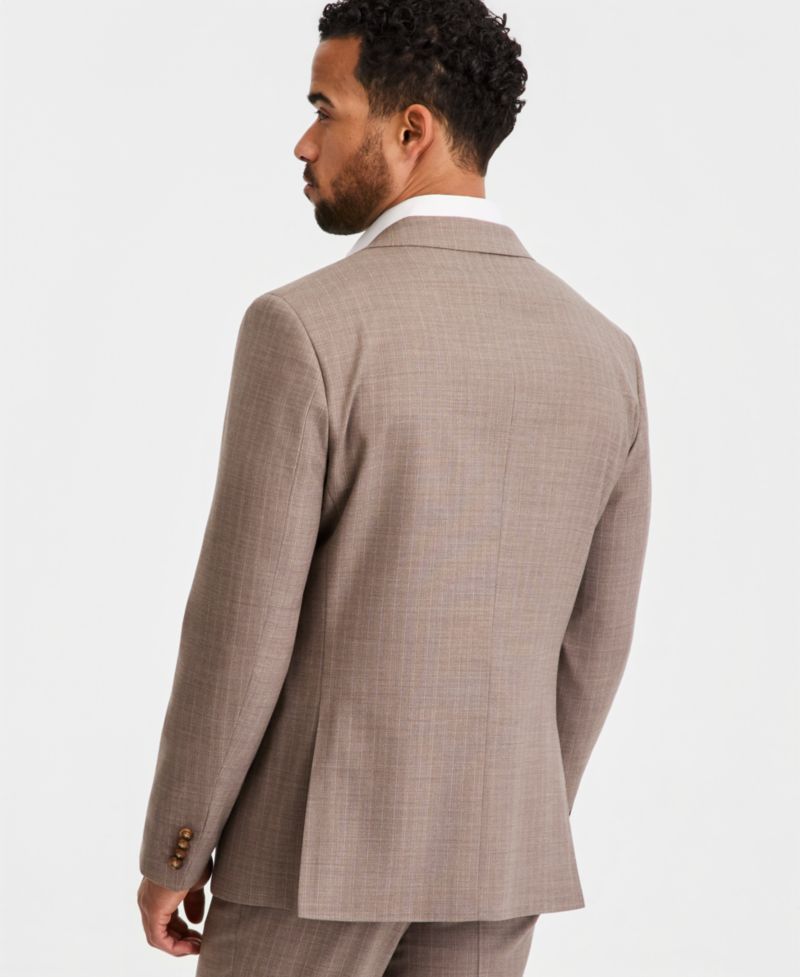 Men's Modern-Fit Wool-Blend Tan Pinstripe Suit Separates Jacket