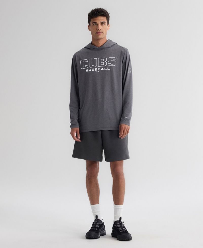 Men's Charcoal Chicago Cubs Clutch Long Sleeve Hooded T-Shirt
