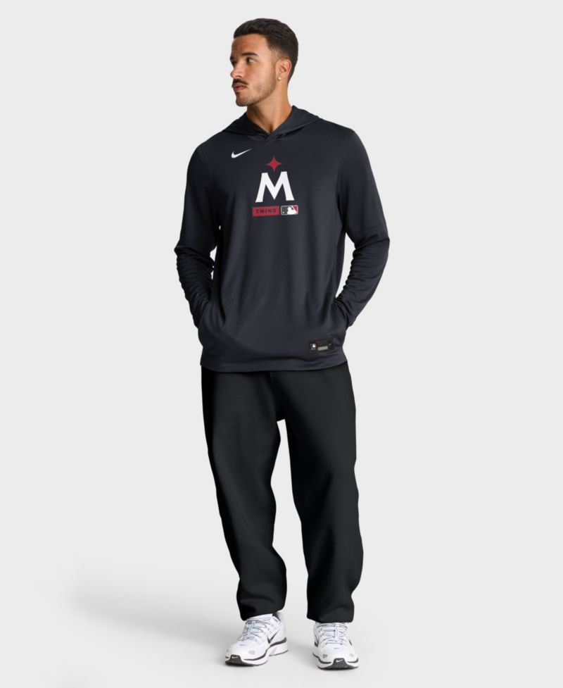 Men's Navy Minnesota Twins Authentic Collection Dri-FIT Long Sleeve Hooded T-Shirt