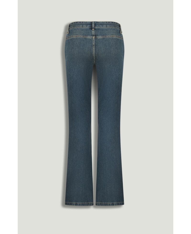 Women's Belted Denim Flare Trousers