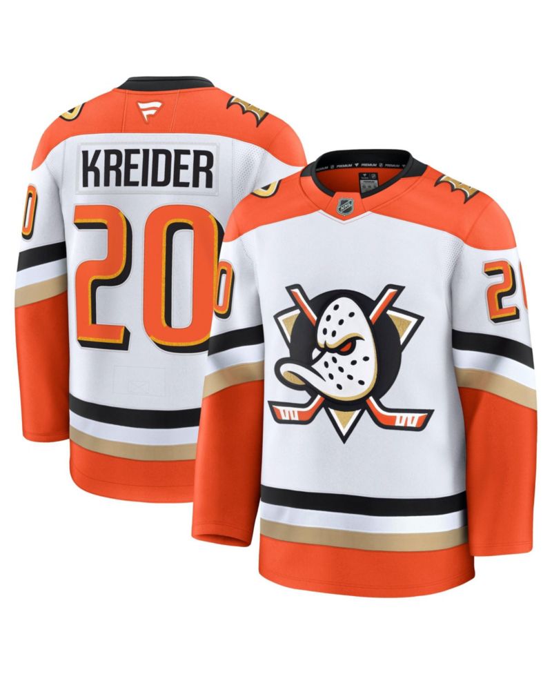 Men's Anaheim Ducks Chris Kreider Away Long-Sleeve Premium Jersey