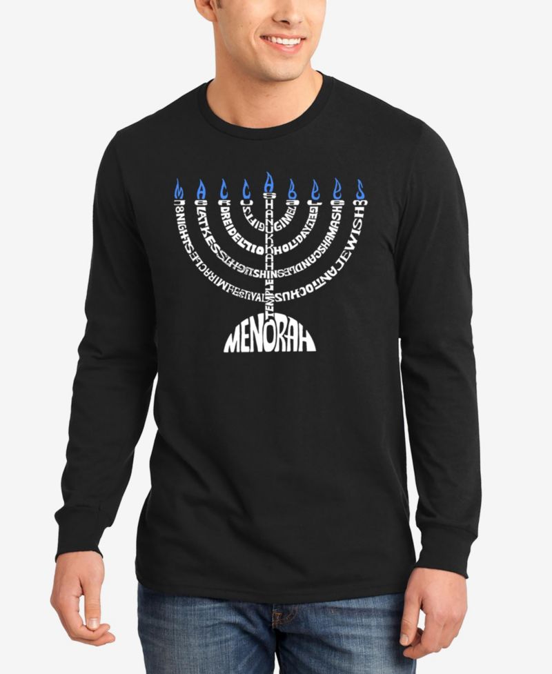 Men's Menorah Word Art Long Sleeve T-Shirt