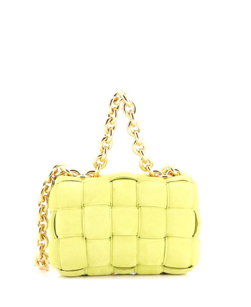 Cassette Chain Crossbody Bag Padded Maxi Intrecciato Suede