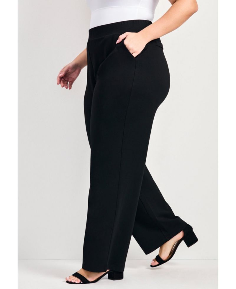 Women's Plus Size Petite Zoe Ponte Straight Leg Pant