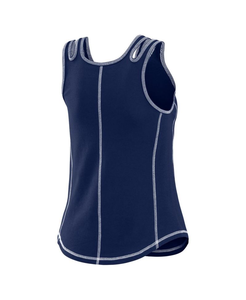 Women's Navy Atlanta Braves Contrast Stitch Tank Top
