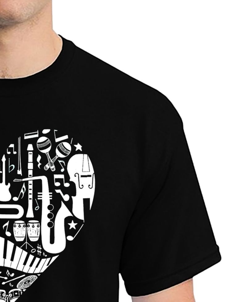 Men's Music Instruments Heart Word Art T-Shirt