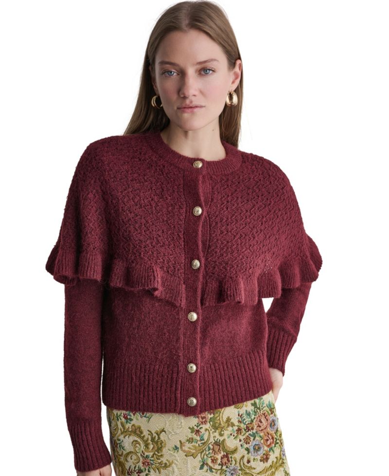 Women's Caped Pointelle Cardigan