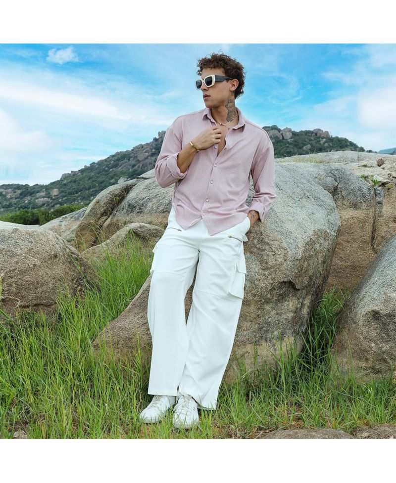 Men's Nude Pink Spear-Textured Shirt