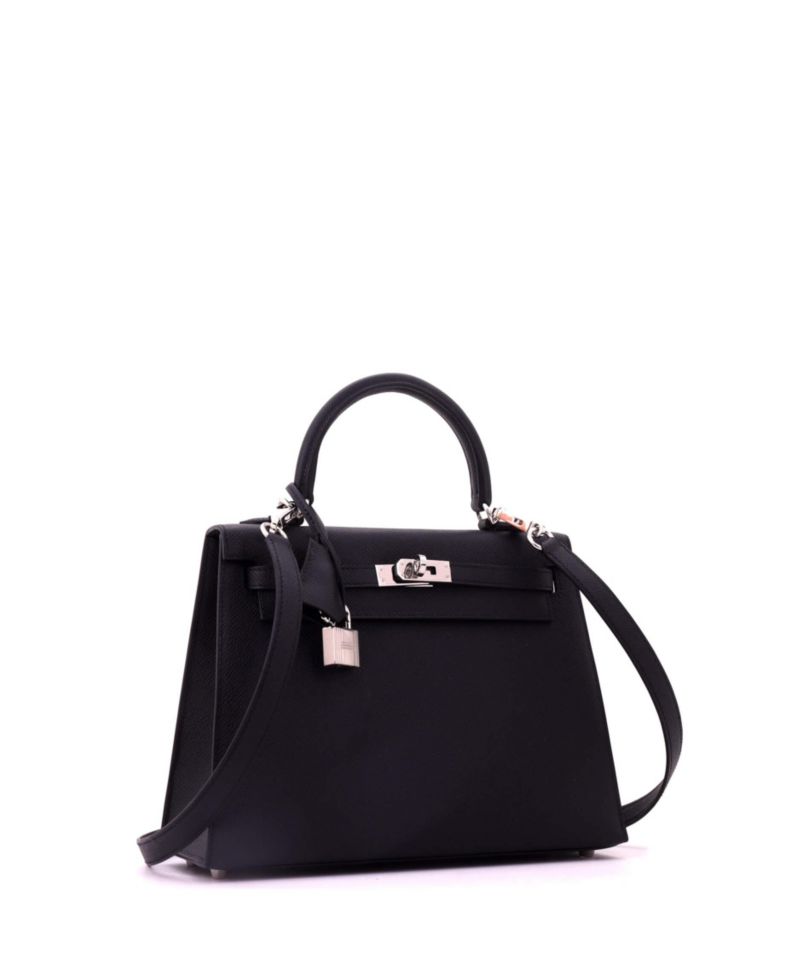 Kelly 25 Handbag Black Epsom with Palladium Hardware