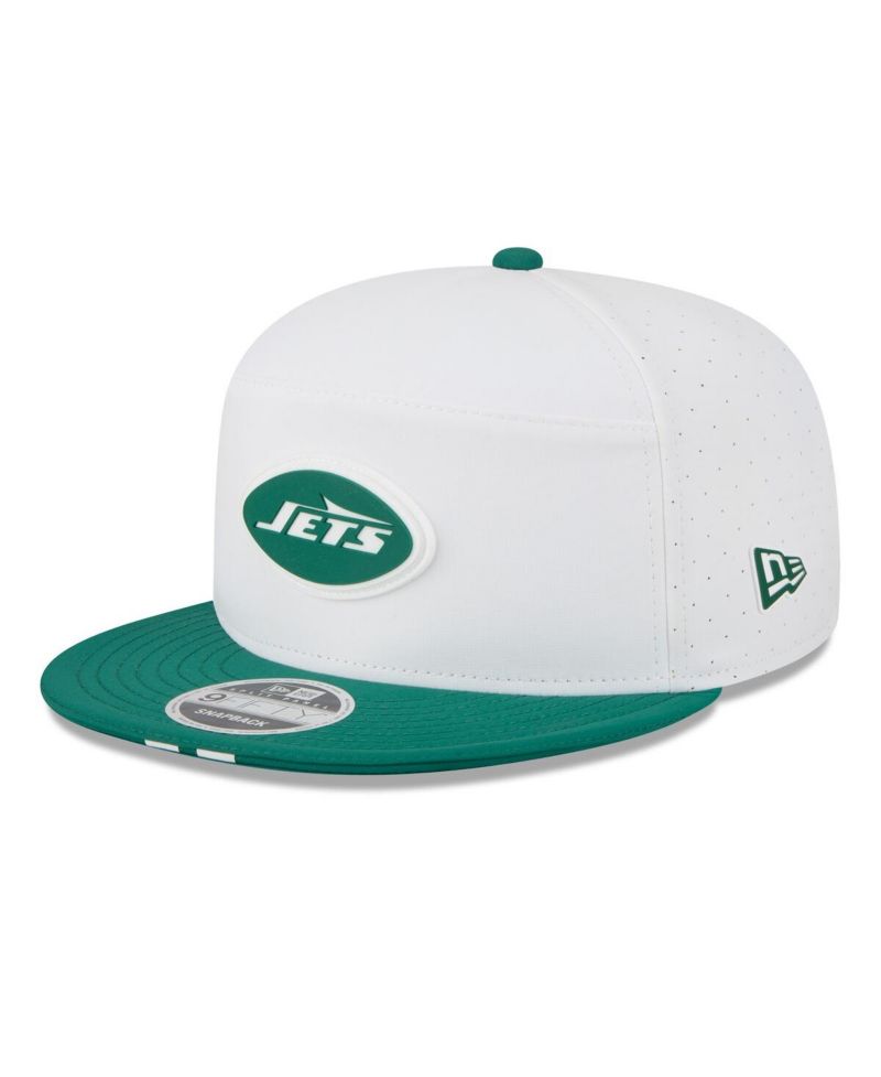 Men's White/Green New York Jets 2025 NFL Training Camp Split Panel 9FIFTY Snapback Hat