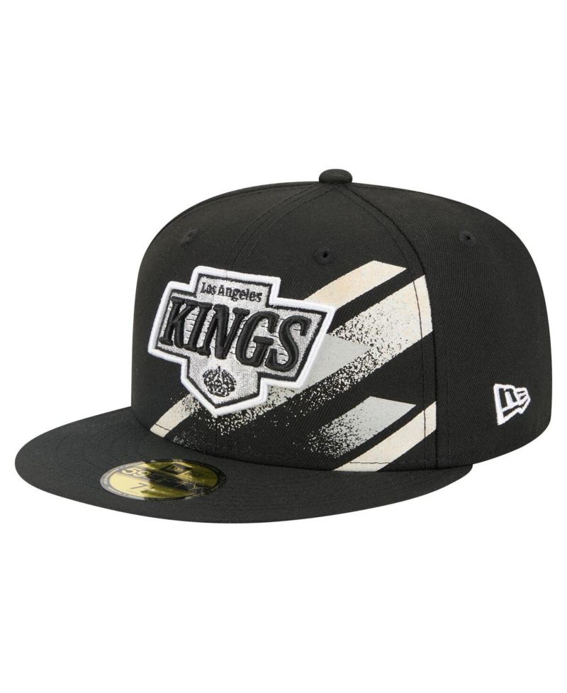 Men's Black Los Angeles Kings Faded Lines 59FIFTY Fitted Hat