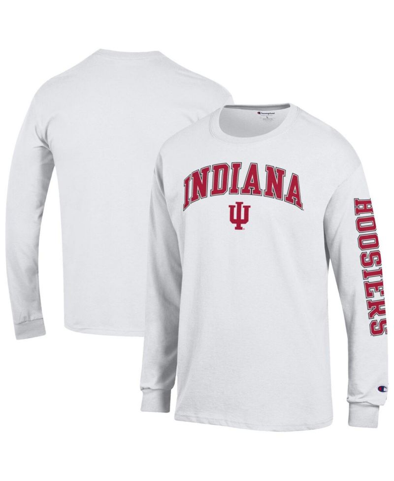 Men's Crimson Indiana Hoosiers Arch Over Logo 2-Hit Long Sleeve T-Shirt