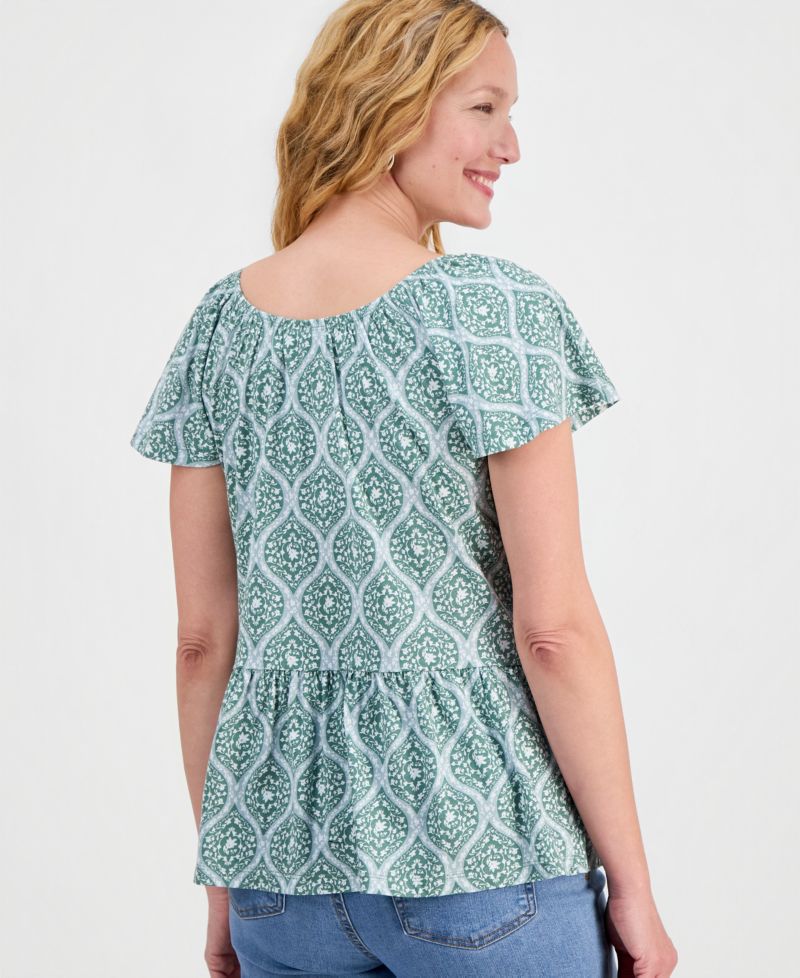 Petite Ditsy Print Peplum Top