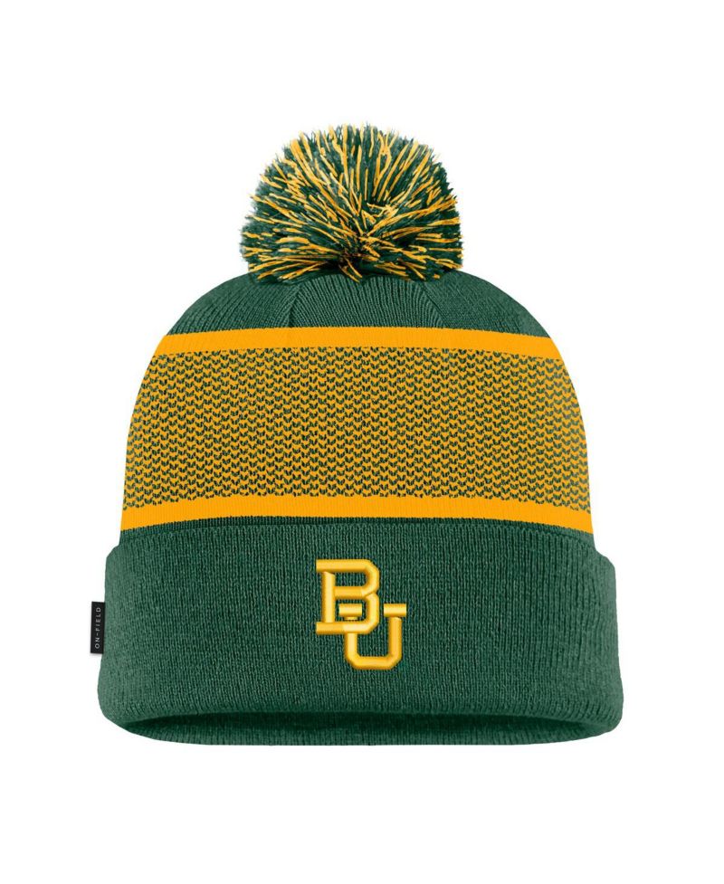 Men's Green Baylor Bears 2024 Sideline Peak Cuffed with Pom Knit Hat