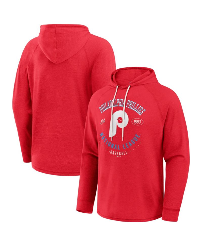 Men's Red Philadelphia Phillies Raglan Hooded Long Sleeve T-Shirt
