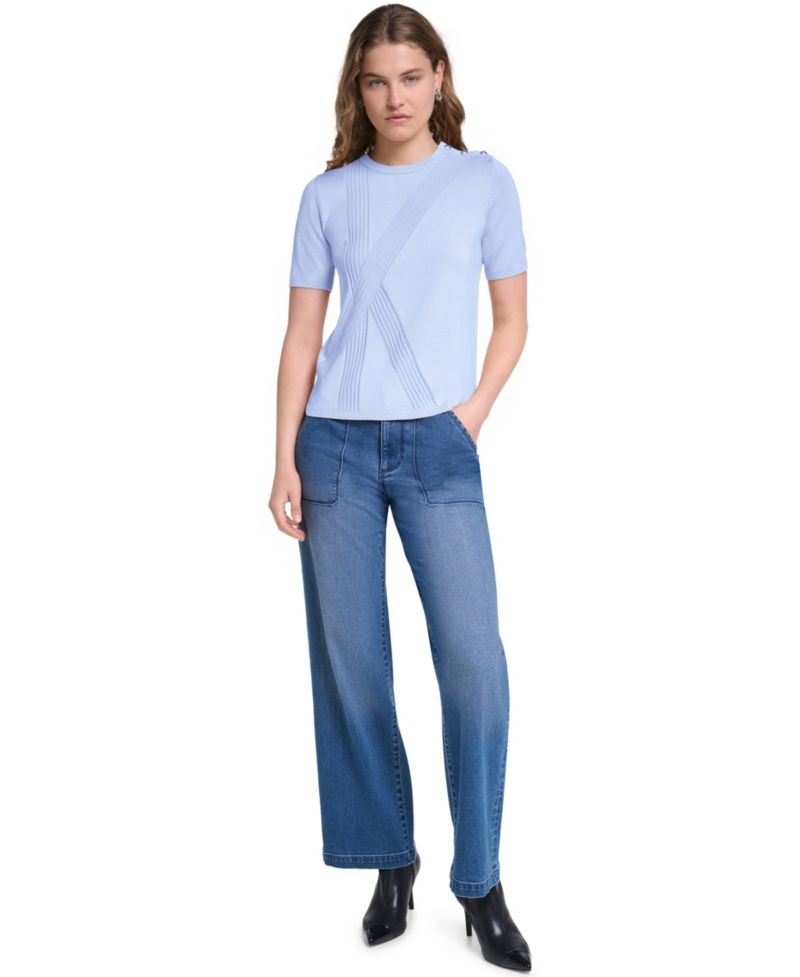 Petite Crewneck Short-Sleeve Sweater