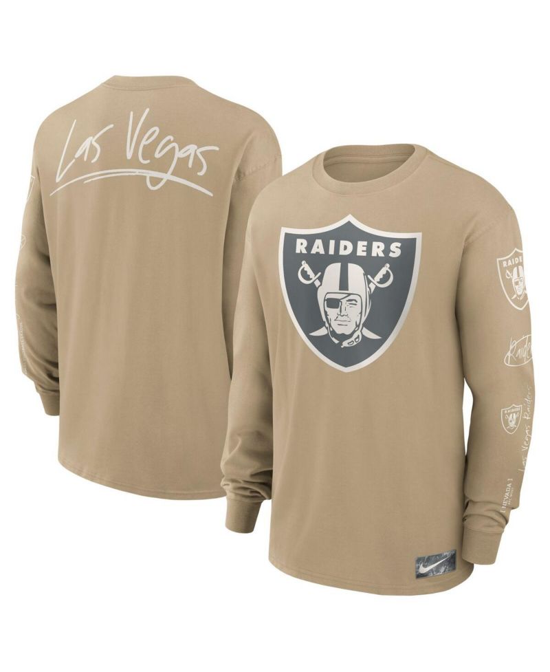 Men's Tan Las Vegas Raiders Essential Statement Max90 Long Sleeve T-Shirt