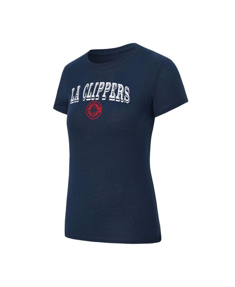 Women's Navy/Red LA Clippers Avondale T-Shirt and Pants Flannel PJ Set