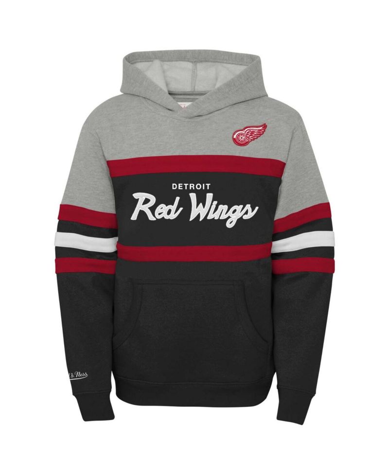 Big Boys and Girls Black/Gray Detroit Red Wings Head Coach Pullover Hoodie