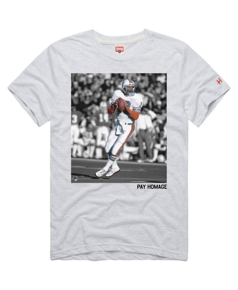 Men's and Women's Dan Marino Ash Miami Dolphins Pay Homage Tri-Blend T-Shirt