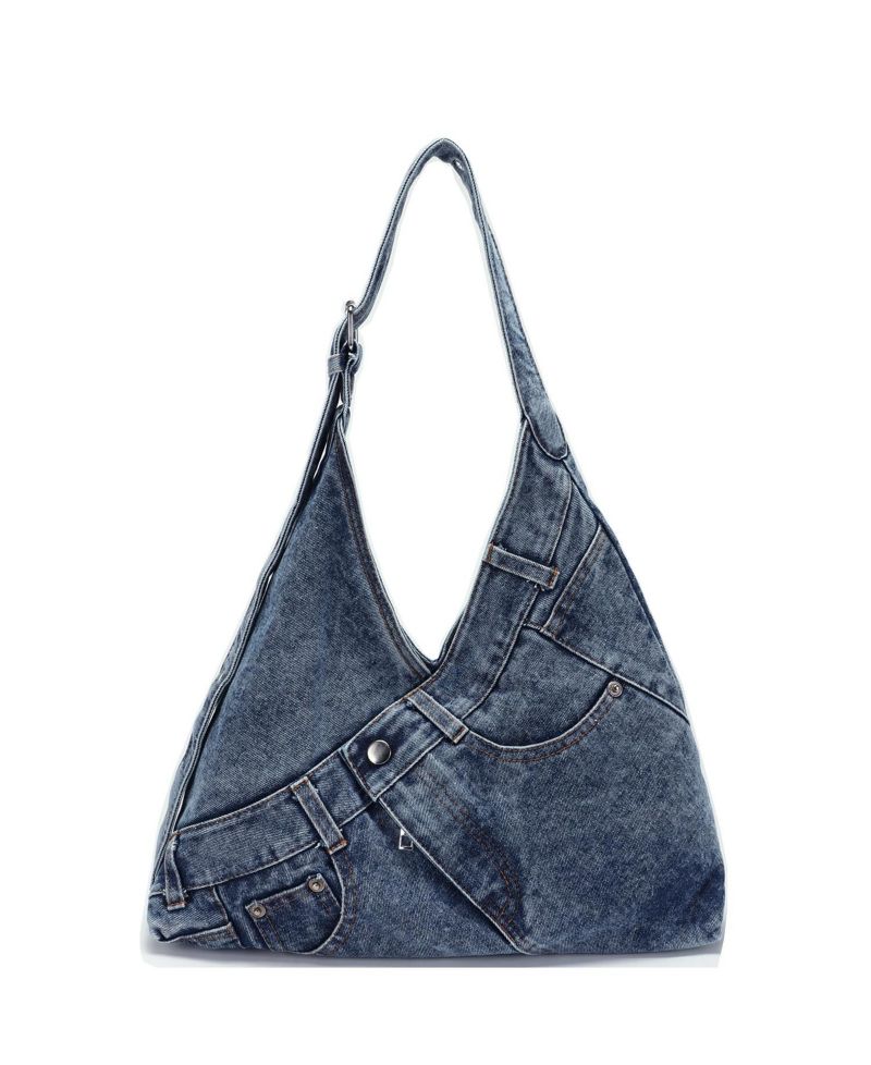 Women's Juno Hobo Bag Slouchy Shoulder Bag Washed Jean Patchwork Tote Casual Everyday Crossbody Soft Handbag
