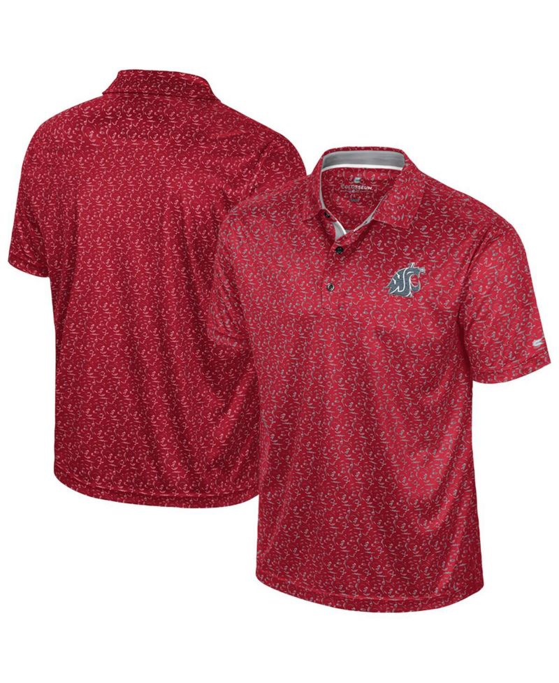 Men's Crimson Washington State Cougars Sublimated Golf Polo Shirt