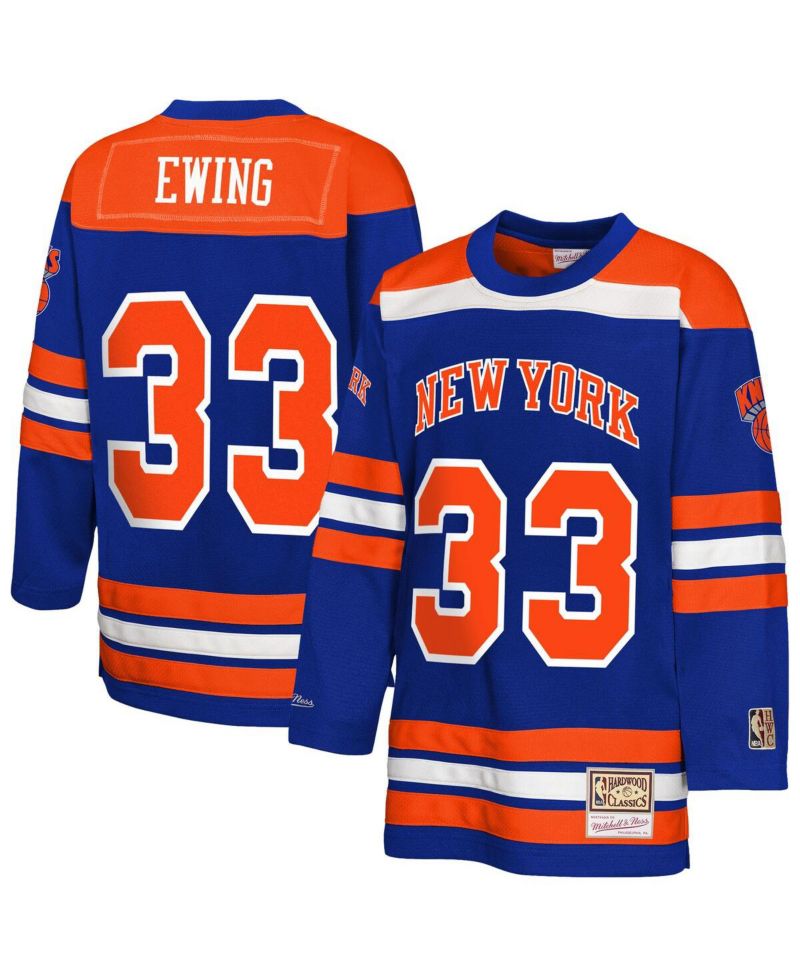 Big Boys and Girls Patrick Ewing Blue New York Knicks Maxxed Out 2.0 Fashion Hockey Jersey