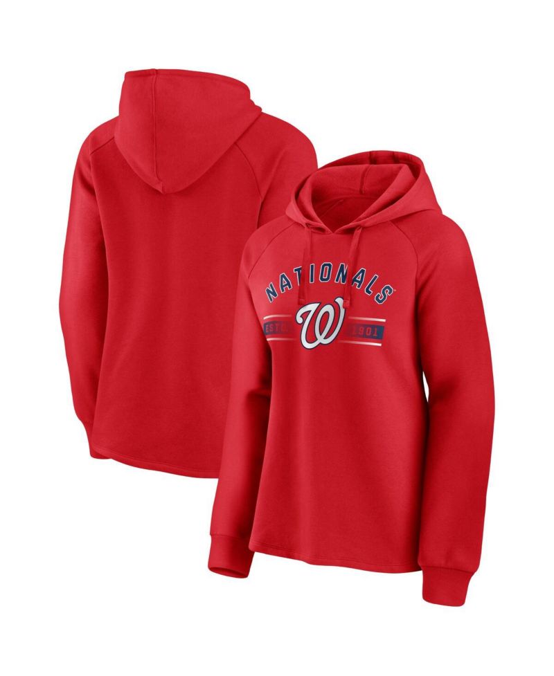 Women's Red Washington Nationals Perfect Play Raglan Pullover Hoodie
