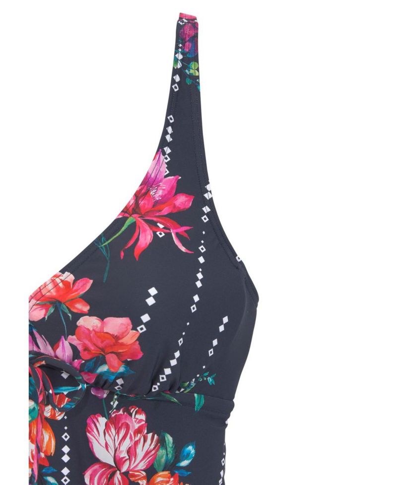 Women's Floral Print Everyday Comfort Ruched Underwire Tankini Top