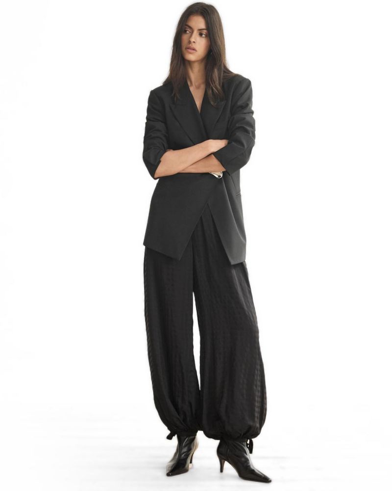Women's Checked Balloon-Leg Elasticated Waistband Pants