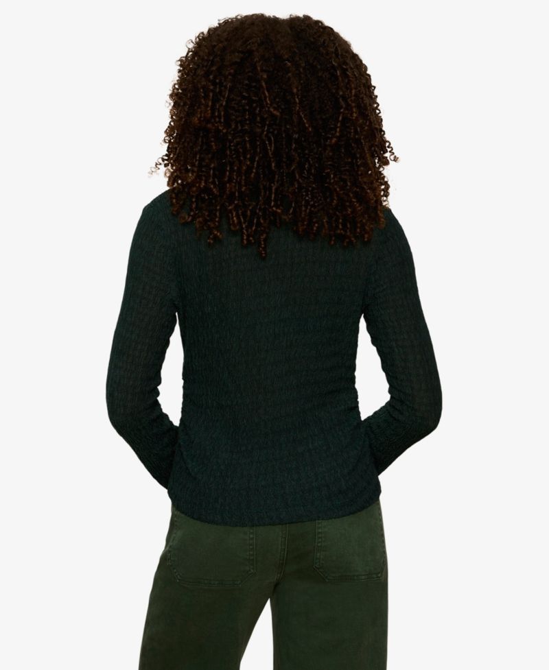 Petite Juno Textured Long-Sleeve Spread Collar Shirt
