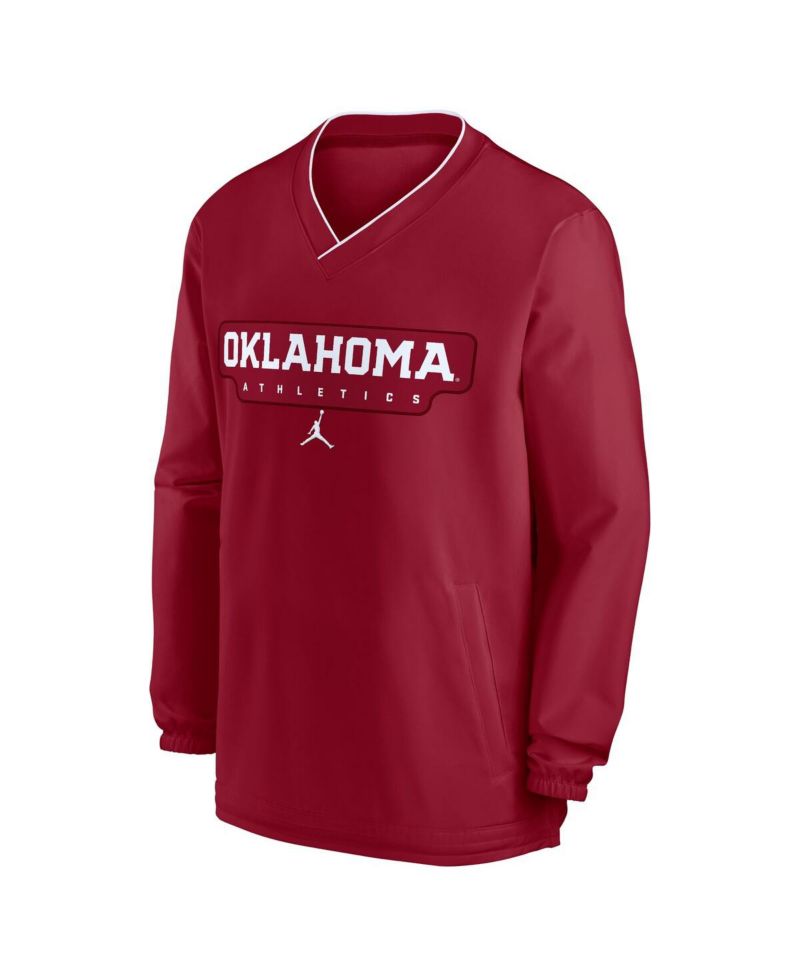 Men's Crimson Oklahoma Sooners 2024 Sideline Pullover Windshirt