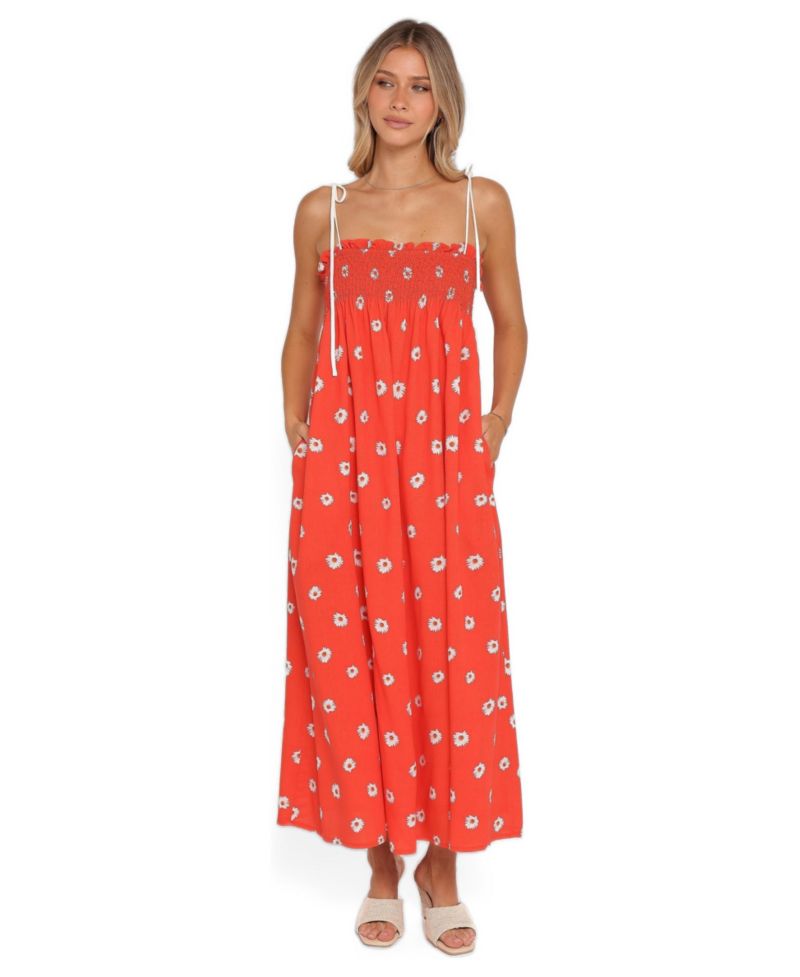 Women's Josie Floral Square-Neckline Smocked-Bodice Maxi Dress