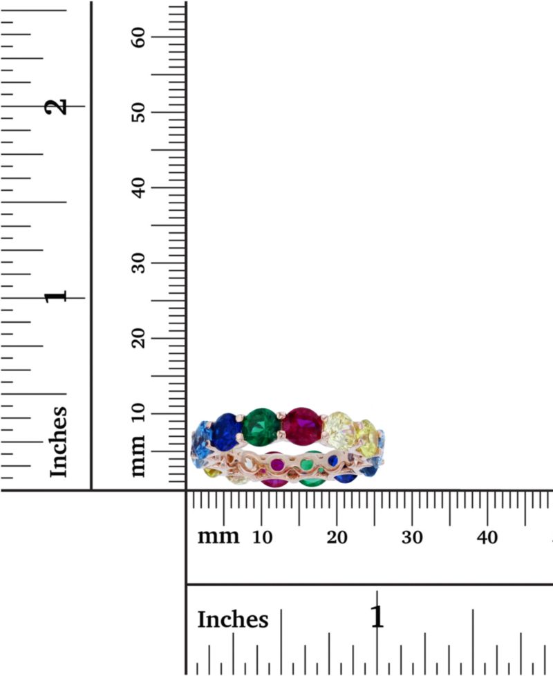 Rainbow Colored Cubic Zirconias Eternity Band in 14k Rose Gold Plated Sterling Silver
