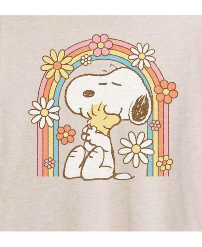 Trendy Juniors Peanuts Floral Graphic Oversized Tee