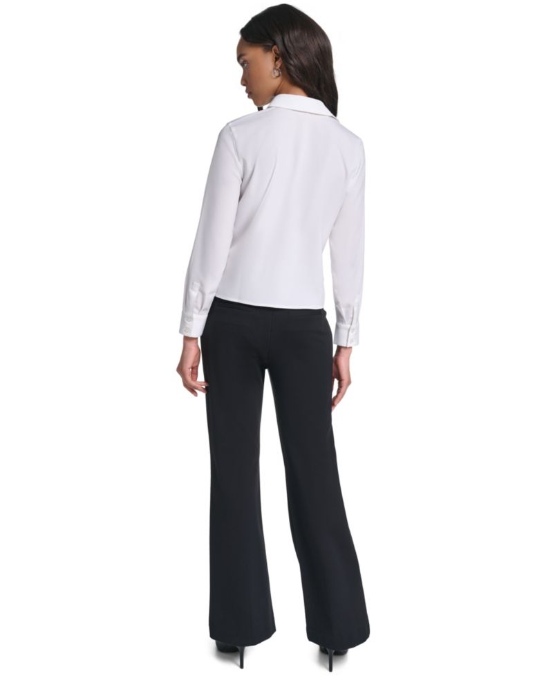 Petite Collared Button-Front Blouse