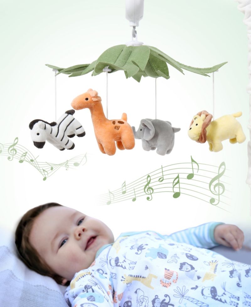 Safari Animals Musical Crib Mobile for Baby Boys and Girls