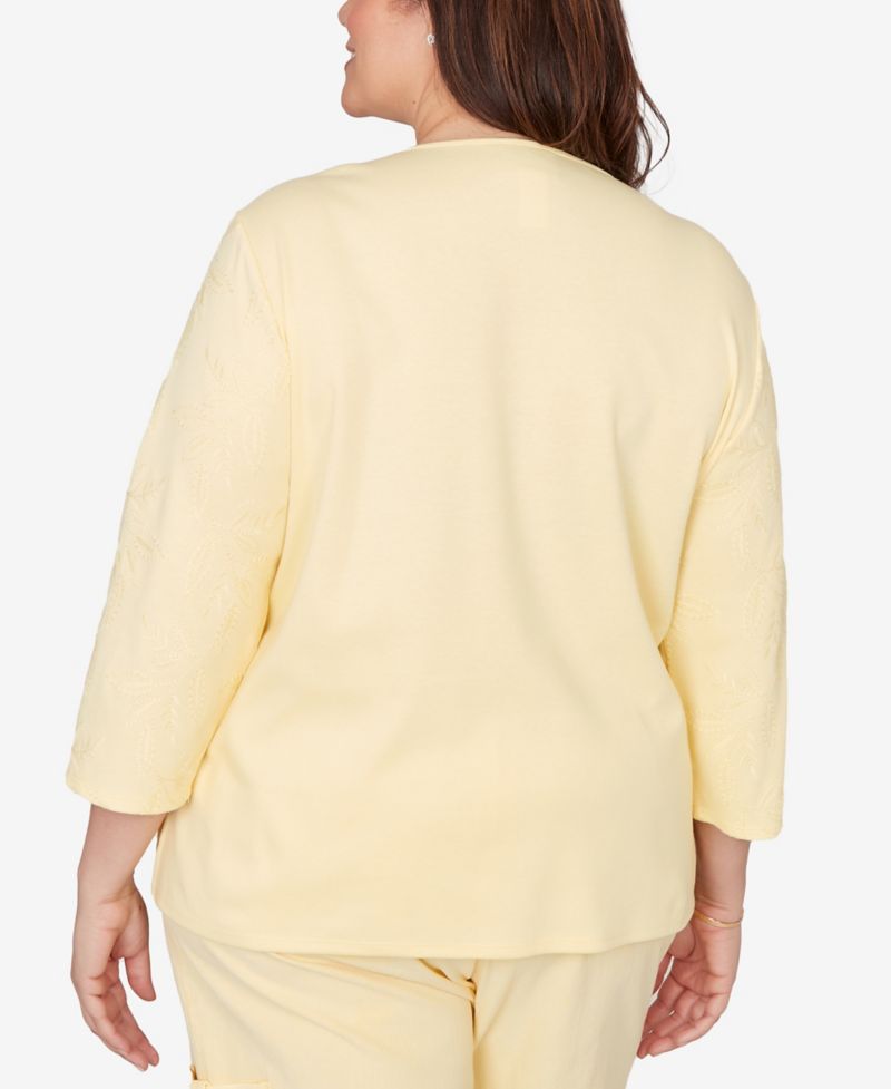 Plus Size Out of the Blue Floral Embroidered Sunshine Top